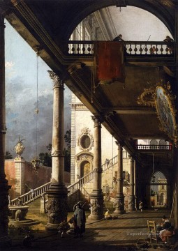 vista en perspectiva con pórtico Canaletto Pinturas al óleo